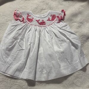 Smocked Auctions Pink Whale Smocked Top Sz 24m